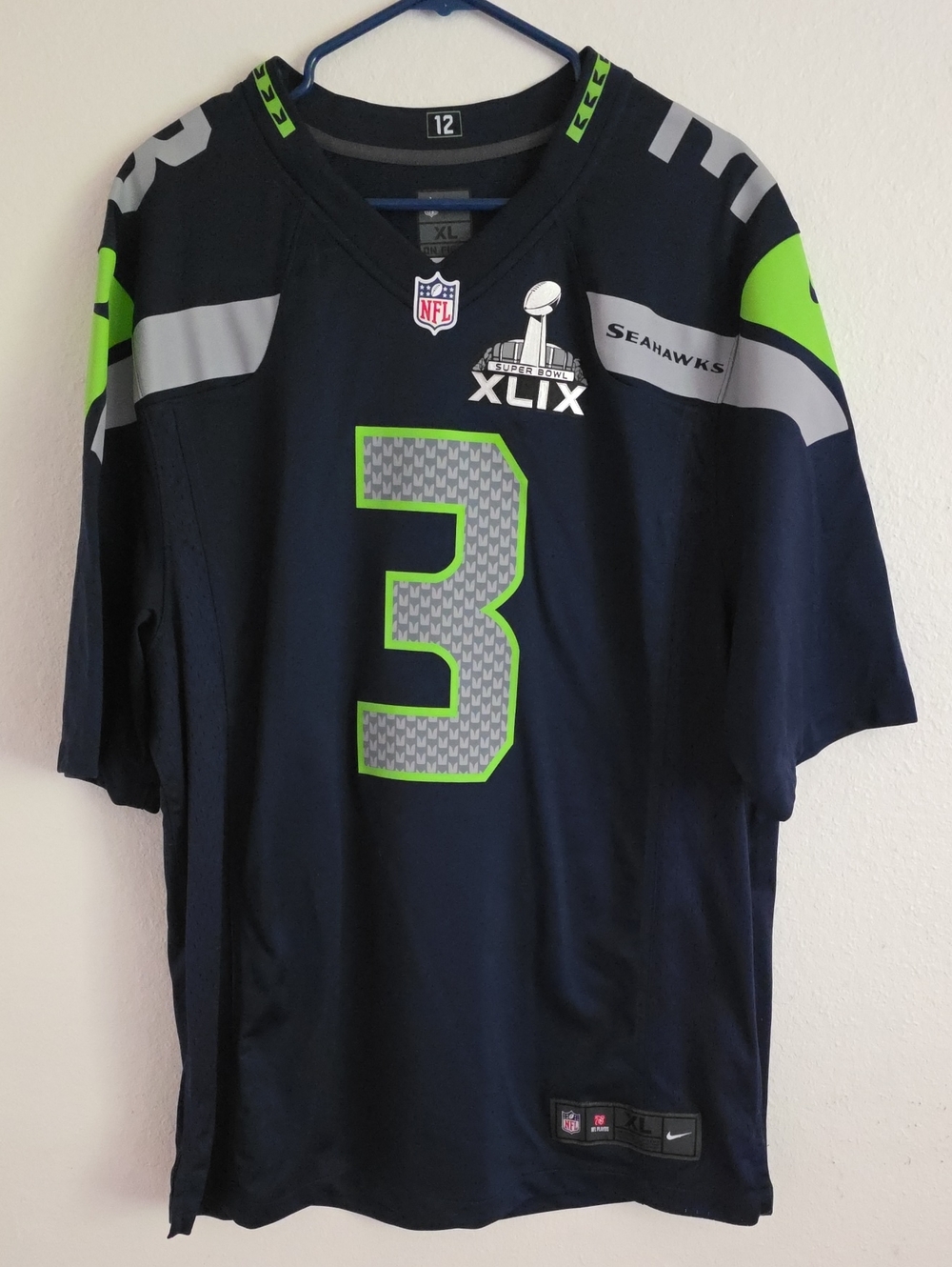 Nike Seattle Seahawks Navy & Neon Green #3 Football Jersey